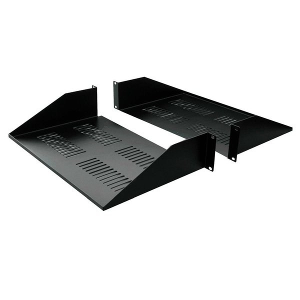 Quest Mfg Double-Sided Vented Divided Shelf, 2U, 19" x 25"D, Black ES0719-0225